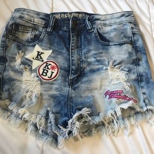 Acid Wash Distressed Denim Shorts